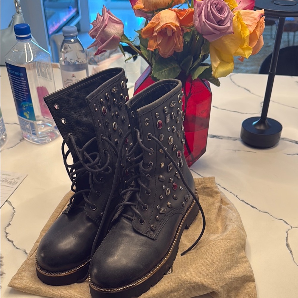 Fornarina Studded Black Leather Boots